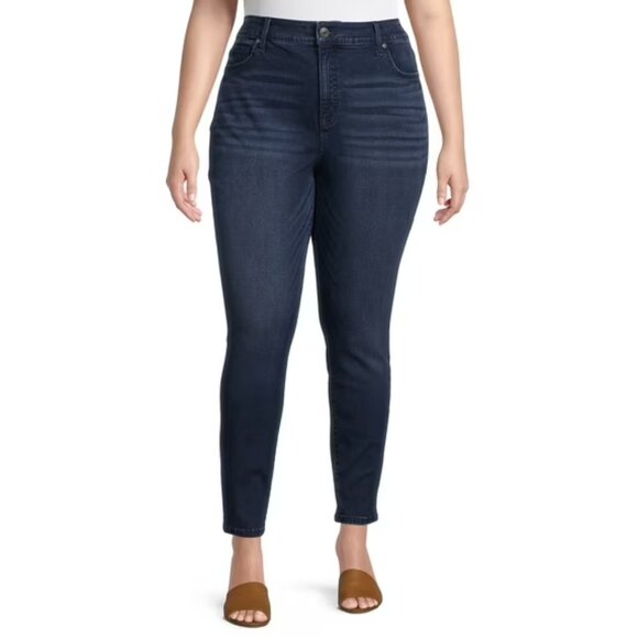 Terra & Sky Women Plus Size Skinny Jeans, Size 24WP (Petite), High Rise,Blue - Picture 1 of 4